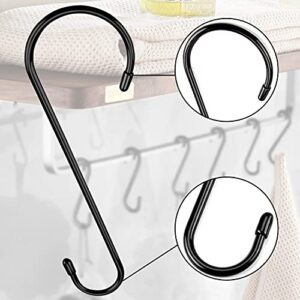 24 Pack 9 inch Extra Large Vinyl Coated S Hooks Black Heavy Duty Long S Hooks for Hanging Plant Extension Hooks for Kitchenware,Utensils,Pergola,Closet,Flower Basket,Garden,Patio,Indoor Outdoor Uses