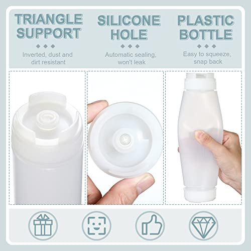 3 Pcs 16 oz Inverted Plastic Squeeze Bottles, Refillable Tip Large Valve Dispenser Condiment Squeeze Bottle for Sauces Ketchup Sour Cream Self Sealing Syrup Dispenser for Restaurants (White)