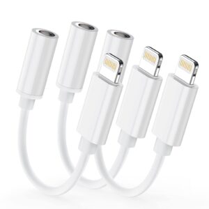 (latest version) iphone adapter，3 pack apple lightning to 3.5mm jack aux audio accessories headset splitter adaptor compatible for music compatible with iphone 14/13/xs/7 8 support all ios system