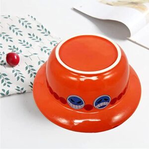Anime One Piece Bowl Set with Chopsticks Straw Hat Ceramic Ramen Bowl Set Merchandise Fans Gifts, Dishwasher & Microwave Safe (orange)