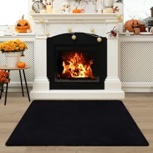 small black rug faux rabbit fur rug 2x3 fluffy throw rug for bedroom entryway floor sofa living room area rug with non shedding soft shag rug