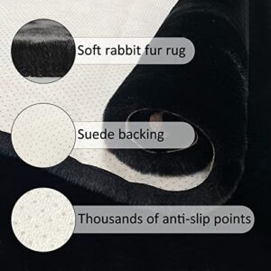Small Black Rug Faux Rabbit Fur Rug 2x3 Fluffy Throw Rug for Bedroom Entryway Floor Sofa Living Room Area Rug with Non Shedding Soft Shag Rug
