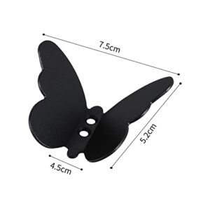 Surakey Wall Hooks 5 Pcs,Coat Hooks, Stainless Steel Hook, Luggage Key Hook, Bathroom Kitchen Dining Room,Indoor and Outdoor Hooks Butterfly Clothes Hook Towels Wall Hook Decoration, Black