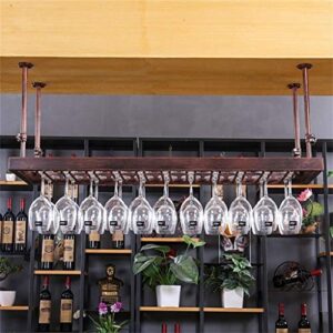 Stylish Simplicity Stemware Racks, Ceiling Mounted Hanging Wine Bottle Holder Metal Goblet Wine Glass Rack Iron Storage Unit Floating Shelves Goblet Organiser for Bars/Living Room, PIBM, Bronze, L