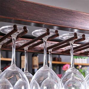 Stylish Simplicity Stemware Racks, Ceiling Mounted Hanging Wine Bottle Holder Metal Goblet Wine Glass Rack Iron Storage Unit Floating Shelves Goblet Organiser for Bars/Living Room, PIBM, Bronze, L