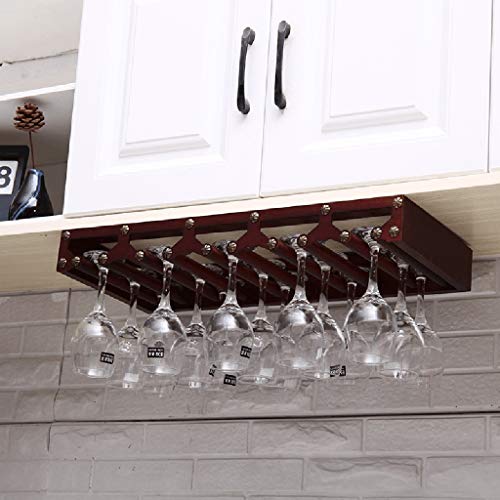 Stylish Simplicity Wooden Hanging Wine Glass Shelf, Mounting Champaigne Goblets Rack Stemwares Kitchen Storage Holder 47X25Cm, PIBM