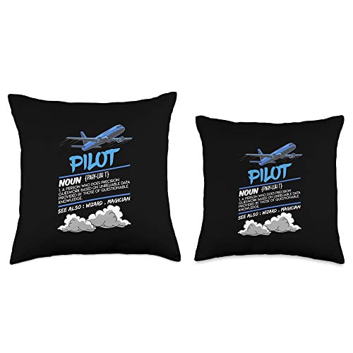 Aircraft & Airports Designs Airplane Pilot Controller Funny Definition Aviator Throw Pillow, 18x18, Multicolor