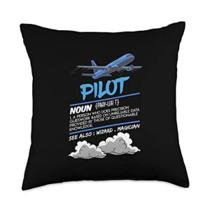 aircraft & airports designs airplane pilot controller funny definition aviator throw pillow, 18x18, multicolor