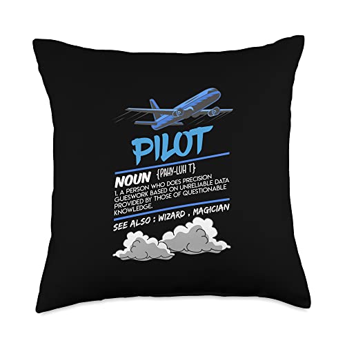 Aircraft & Airports Designs Airplane Pilot Controller Funny Definition Aviator Throw Pillow, 18x18, Multicolor