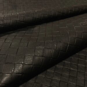 woven faux leather fabric, embossed soft basketweave vinyl, textured crafts diy and upholstery pleather sheets - individual 1 yard cut 36"x54" (black)