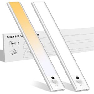 mycket under cabinet light led motion sensor closet lighting with hand wave activated, 3 color modes(3000-6000k), dimmable, battery operated (silver-30cm 2pcs, 30cm)