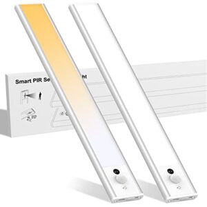 Mycket Under Cabinet Light LED Motion Sensor Closet Lighting with Hand Wave Activated, 3 Color Modes(3000-6000K), Dimmable, Battery Operated (Silver-30cm 2pcs, 30cm)