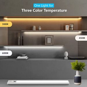 Mycket Under Cabinet Light LED Motion Sensor Closet Lighting with Hand Wave Activated, 3 Color Modes(3000-6000K), Dimmable, Battery Operated (Silver-30cm 2pcs, 30cm)