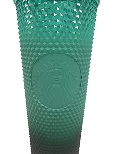 Starbucks Green Gradient Studded Acrylic Tumbler Fall Winter Holiday 2022 (24 oz - Venti)