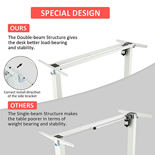 KORGOL 48'' x 24'' Electric Standing Desk Adjustable Height Sit Stand Desk with Double Cross Beam Structure, 27''-45'' Lifting Range Stand up Desk(White)