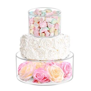 MOJIEZUO Clear Acrylic Cake Stand,Fillable Cake Riser Cake Tier,Round Cake Display Riser,Decorative Display Box with Lid for Wedding Birthday Party