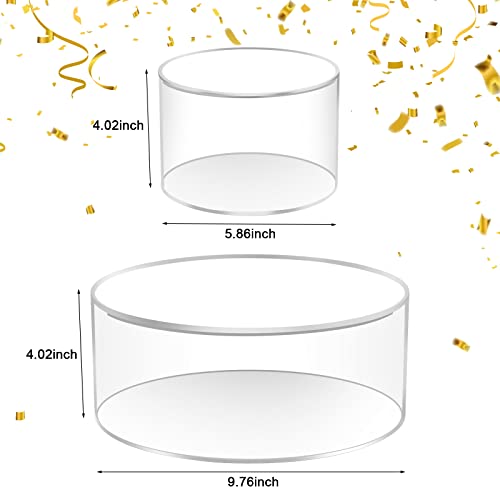 MOJIEZUO Clear Acrylic Cake Stand,Fillable Cake Riser Cake Tier,Round Cake Display Riser,Decorative Display Box with Lid for Wedding Birthday Party