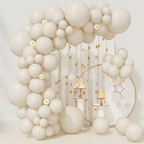 Ivory White Balloons 85pcs Ivory White Balloons Garland Arch Kit 5/10/12/18 Inch Different Sizes White Matte Latex Balloons for Birthday Party Decorations Baby Shower Wedding Graduation Balloons