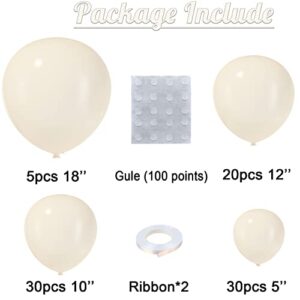 Ivory White Balloons 85pcs Ivory White Balloons Garland Arch Kit 5/10/12/18 Inch Different Sizes White Matte Latex Balloons for Birthday Party Decorations Baby Shower Wedding Graduation Balloons