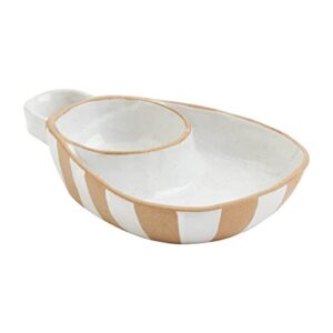 mud pie terracotta chip & dip, 7" x 9 3/4", white