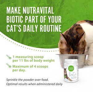 NutraVital - Biotic for Cats, Cat Probiotic and Prebiotic Supplement, Cat Essentials for Indoor Cats & Outdoor, Cat Supplements for Digestive & Immune System Support, Cat Probiotic Powder, 40 g