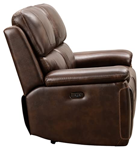 Signature Design by Ashley Wentler Traditional Tufted Leather Power Reclining Loveseat with Adjustable Headrest, Dark Brown