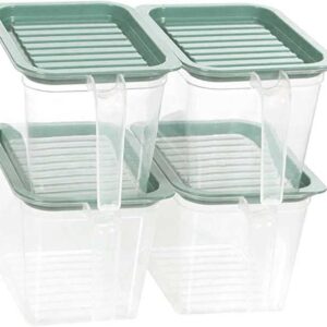 SERENITA Food storage containers bins with Handle Lids, 1 Qt 4 pieces stackable Set of 4 BPA Free. Pantry bins for kitchen refrigerators. Keep meal cereal flour sugar