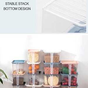 SERENITA Food storage containers bins with Handle Lids, 1 Qt 4 pieces stackable Set of 4 BPA Free. Pantry bins for kitchen refrigerators. Keep meal cereal flour sugar