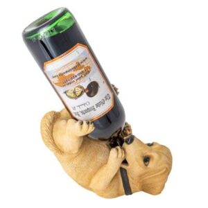 kave 22 decorative wine bottle holder thirsty dog | table top wine bottle holder | decorative home bar décor for dog lovers