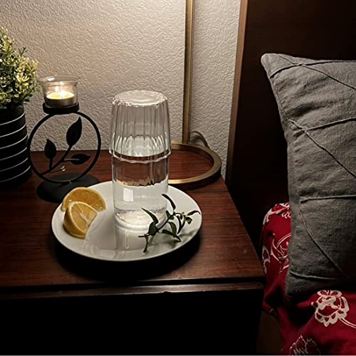 Lily's Home Vintage Style Bedside Night Water Carafe with Tumbler Glass, Use in Bedroom Bathroom, or Kitchen, Use Cup as Lid, 16 Ounces