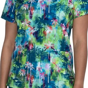 KOI Planet 1079PR Women's Isla Scrub Top Palm Oasis XL