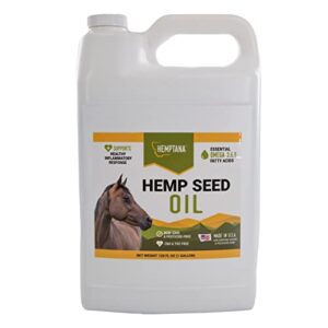 hemptana equine hemp seed oil - natural support for inflammation, immune support, & gut, coat, hoof & joint health - cold pressed & non gmo - made in the usa - (1 gal)