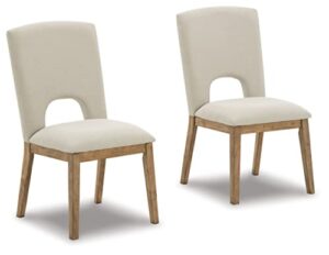 signature design by ashley dakmore dining upholstered side chair, 2 count, light brown & beige