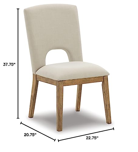 Signature Design by Ashley Dakmore Dining Upholstered Side Chair, 2 Count, Light Brown & Beige