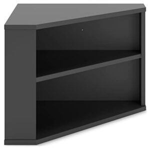 Signature Design by Ashley Otaska Modern Home Office Corner Bookcase with 2 Open Shelves, Black