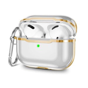 premium case compatible with airpods generation 2 pro shockproof tpu silver pc electroplating bumper cover case (gold)