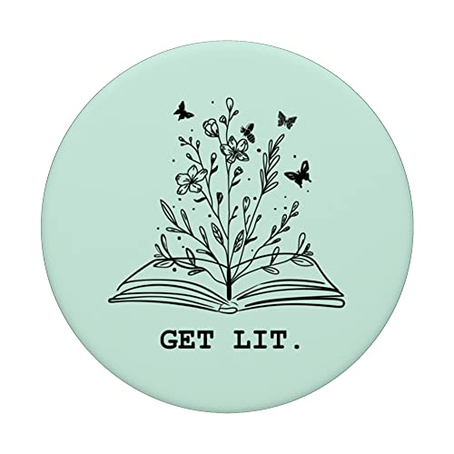 Get Lit Library Book Wildflowers Lovers Literature Teacher PopSockets Swappable PopGrip