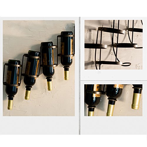 Stylish Simplicity Wallmounted Wine Rack Metal Bottle Holder Black Retro Creative Wall Decoration, PIBM