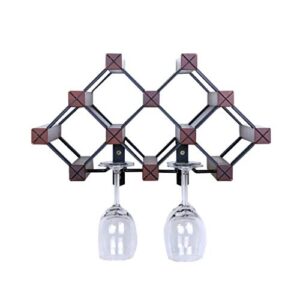 Stylish Simplicity Wine Rack Hanging Cup Holder Upside Down Wine Shelf Solid Wood Household Wine Cellar, PIBM