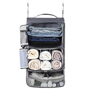 surblue hanging shelves travel storage bag compression packing cube for suitcase collapsible with extension layer large capacity, grey