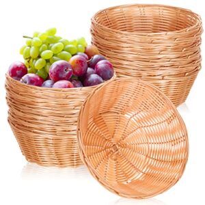 12 pcs woven bread baskets bulk 7 inch plastic round basket woven small baskets for gifts empty bread serving baskets for food fruit easter kitchen restaurant centerpiece display christmas vegetables