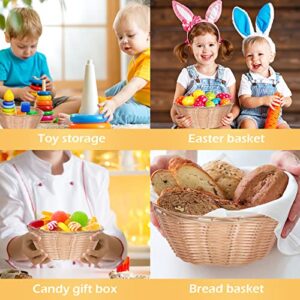 12 Pcs Woven Bread Baskets Bulk 7 Inch Plastic Round Basket Woven Small Baskets for Gifts Empty Bread Serving Baskets for Food Fruit Easter Kitchen Restaurant Centerpiece Display Christmas Vegetables