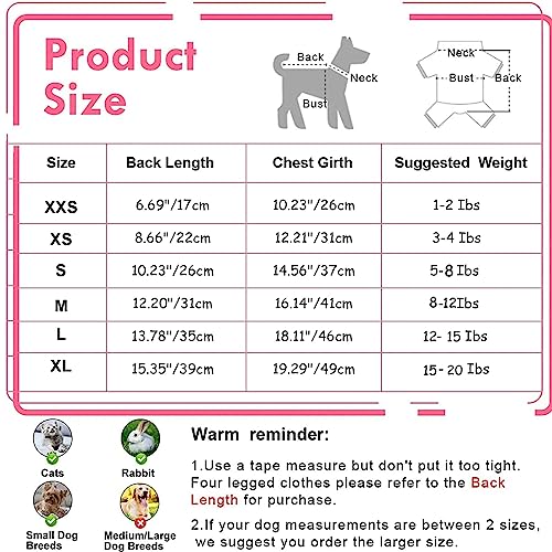 Dog Pajamas for Small Dog Boy Girl Fleece Puppy Pjs Jammies 4 Leg Dog Clothes for Chihuahua Yorkie Fall Winter Warm Onesies Jumpsuit Clothing for Pet Dogs Sweater Male Female (X-Small (3-4 Ib), Pink)