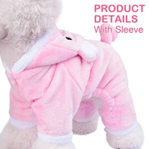 Dog Pajamas for Small Dog Boy Girl Fleece Puppy Pjs Jammies 4 Leg Dog Clothes for Chihuahua Yorkie Fall Winter Warm Onesies Jumpsuit Clothing for Pet Dogs Sweater Male Female (X-Small (3-4 Ib), Pink)