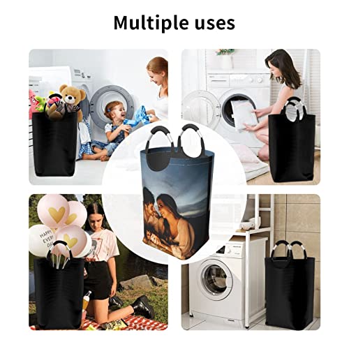 Personalized Laundry Basket with Handles Design Your Own Name Logo Picture Text Custom Clothing Hamper Collapsible Simple to Use Dirty Clothes Pack for Hotels Laundromats Grocery Room Toy Room