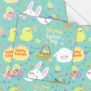 gift wrapping papers, easter egg rabbit sheep chick wrap paper, happy easter theme gift wrap paper for kids girls boys family friends in eater day or birthday party, 20 x 28 inches per sheet(6 sheets)