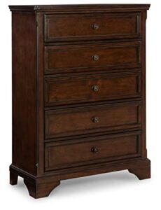 signature design by ashley brookbauer traditional 5 drawer chest, dark brown