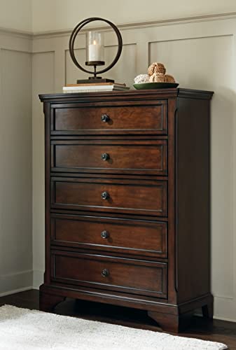 Signature Design by Ashley Brookbauer Traditional 5 Drawer Chest, Dark Brown