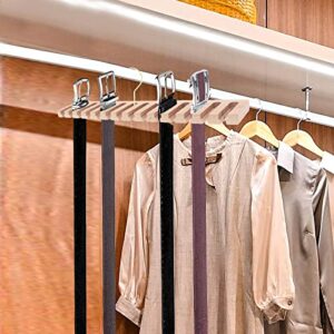 Belt Hanger for Closet, Wooden Belt Organizer for Closet, 2 in 1 Belt Rack for 14 Belts with Swivel Hook Wall Mount, Tie and Belt Holder for Closet, Door, Wall, Belt Storage, Tie Rack, Tie Hanger