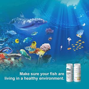 RUNBO Aquarium Test Strips 6 in1 for Fresh/Salt Water Fish Tank Aquarium, 100 Count Easy and Accurate Test Nitrate, Nitrite, General Hardness, Free Chlorine, Carbonate, Ph